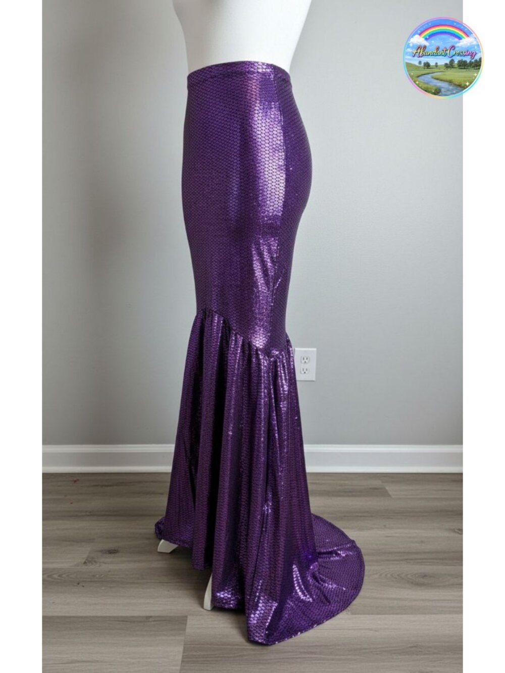 Mermaid Skirt Hologram Finish Fish Scale Ruffled Maxi Halloween Costume